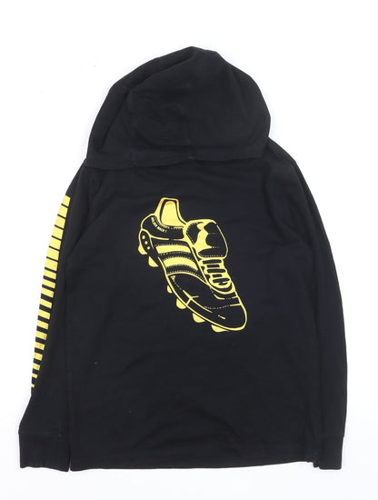 Next Boys Black Hoodie 9 Years Graphic Football Print Cotton Pullover