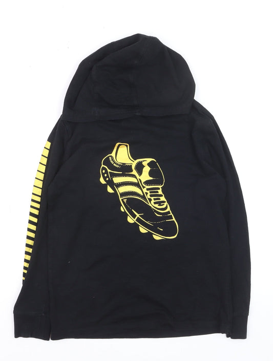 Next Boys Black Hoodie 9 Years Graphic Football Print Cotton Pullover