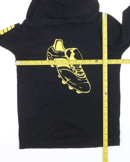 Next Boys Black Hoodie 9 Years Graphic Football Print Cotton Pullover