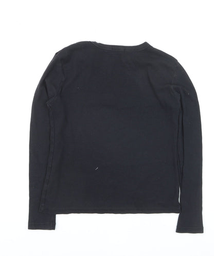Papaya Women Black Long Sleeve Basic T-Shirt Size 14