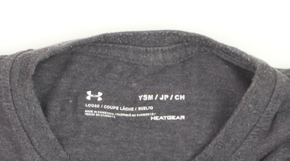 Under Armour Boys Grey HeatGear Sports T-Shirt YSM Short Sleeve