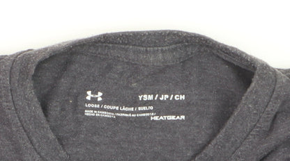 Under Armour Boys Grey HeatGear Sports T-Shirt YSM Short Sleeve