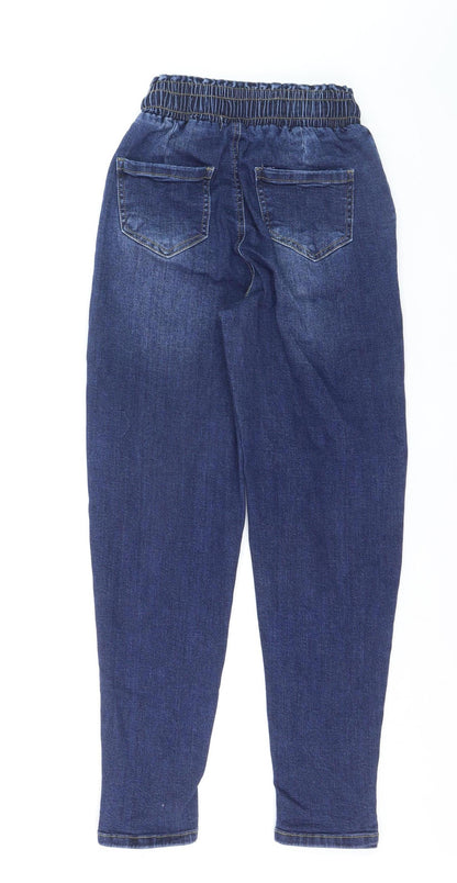 Nina Carter Women Blue XS Tapered Elastic Waist Denim Jeans