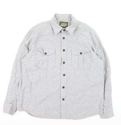 Eddie Bauer Men’s Grey Cotton Flannel Button-Up Shirt L