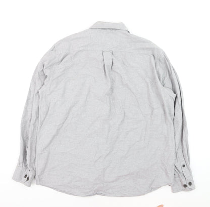 Eddie Bauer Men’s Grey Cotton Flannel Button-Up Shirt L