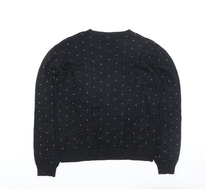 Marks and Spencer Women's Black Beaded Crew Neck Jumper Size L