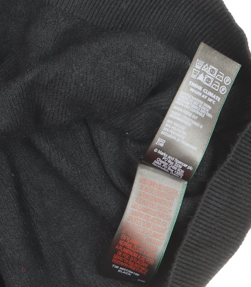 Marks and Spencer Women's Black Beaded Crew Neck Jumper Size L