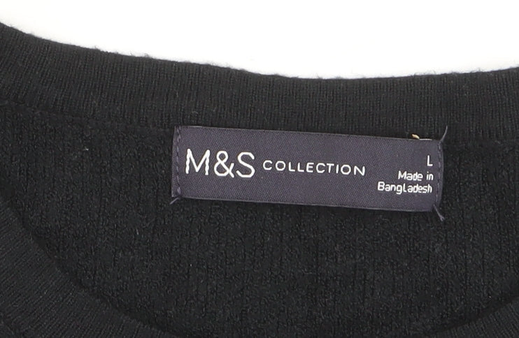 Marks and Spencer Women's Black Beaded Crew Neck Jumper Size L