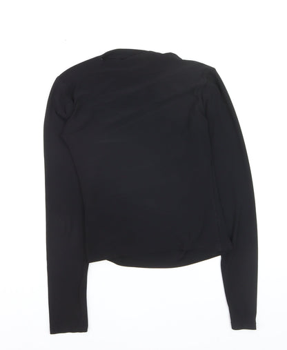Quiz Women's Black Wrap Blouse Long Sleeve Size 10