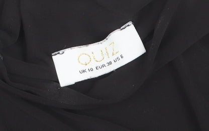 Quiz Women's Black Wrap Blouse Long Sleeve Size 10