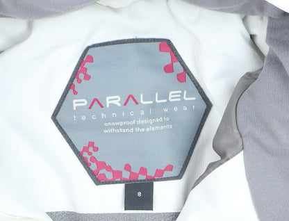 Parallel Womens White Ski Jacket Size 8 Hooded Waterproof Coat