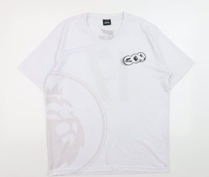 Carling Men's White V-Neck Short Sleeve Polyester Sports T-Shirt Size L