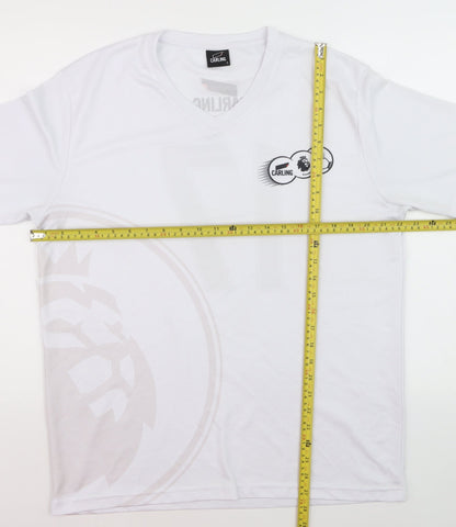 Carling Men's White V-Neck Short Sleeve Polyester Sports T-Shirt Size L