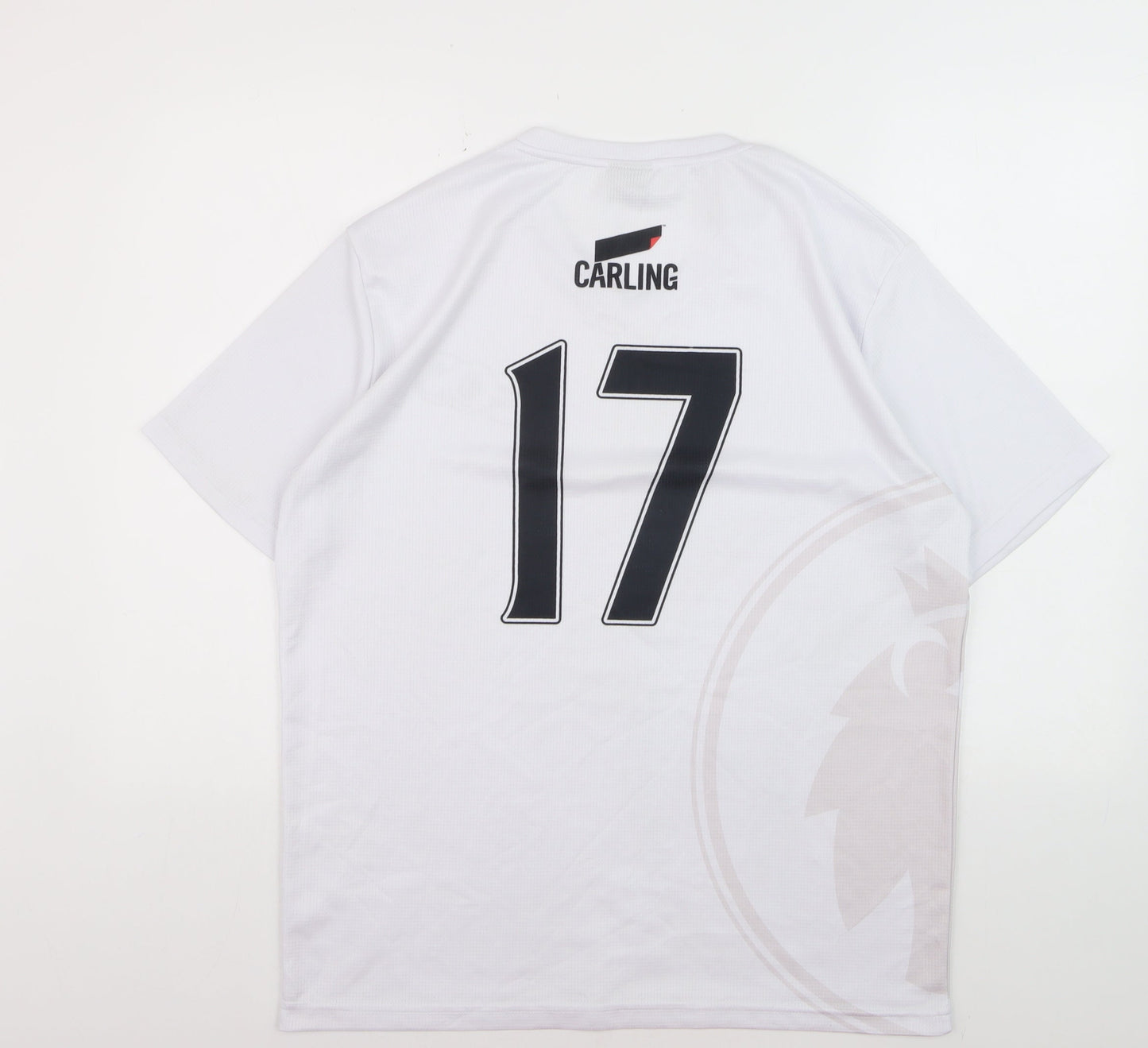 Carling Men's White V-Neck Short Sleeve Polyester Sports T-Shirt Size L