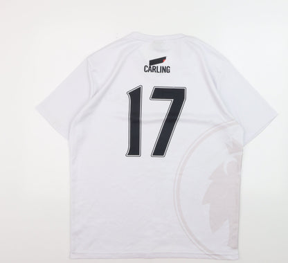 Carling Men's White V-Neck Short Sleeve Polyester Sports T-Shirt Size L