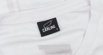 Carling Men's White V-Neck Short Sleeve Polyester Sports T-Shirt Size L