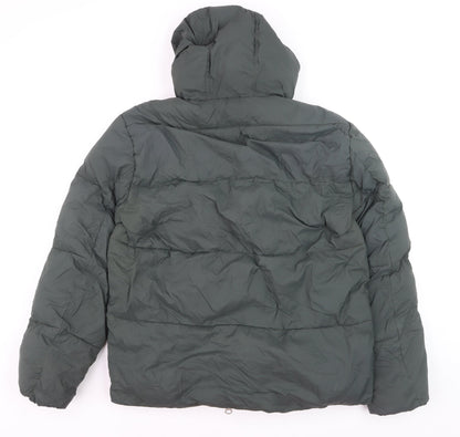 Primark Women’s Green Puffer Jacket Hooded Medium Thermal Wind Resistant
