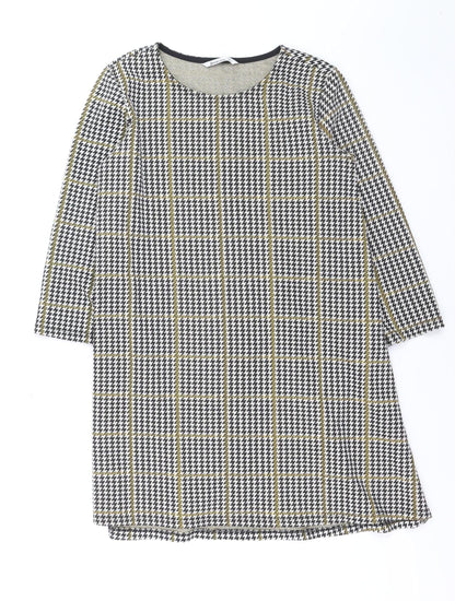 Stradivarius Women's Multicoloured Houndstooth Shift Dress Size 14