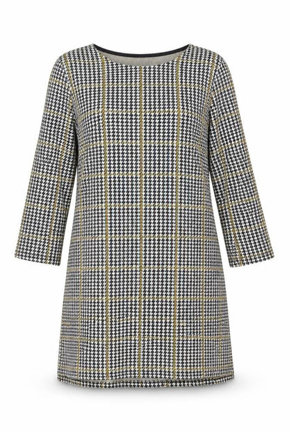 Stradivarius Women's Multicoloured Houndstooth Shift Dress Size 14