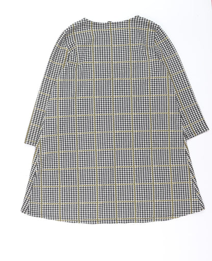 Stradivarius Women's Multicoloured Houndstooth Shift Dress Size 14