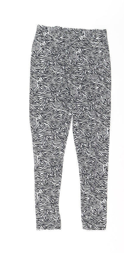 Golddigga Womens Black Zebra Print Ankle Leggings Size 10