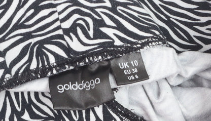 Golddigga Womens Black Zebra Print Ankle Leggings Size 10