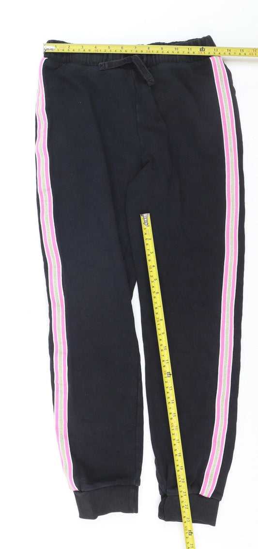 Marks and Spencer Girls Black Jogger Trousers 14-15 Years Fleece Lined