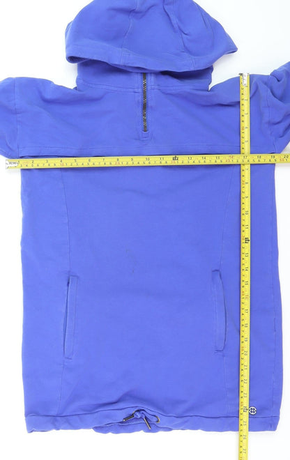 Sweaty Betty Womens Blue Half Zip Hoodie Medium Cotton Blend