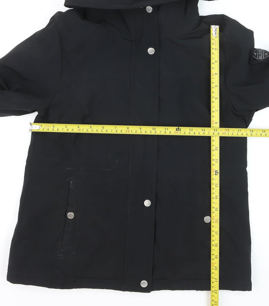 Hollister Women's Black Hooded Waterproof Parka Jacket S
