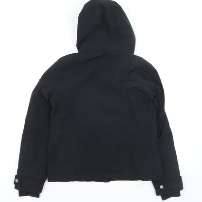 Hollister Women's Black Hooded Waterproof Parka Jacket S