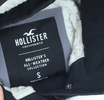 Hollister Women's Black Hooded Waterproof Parka Jacket S