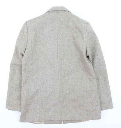 Zara Women Beige Wool Blend Single-Breasted Blazer XS