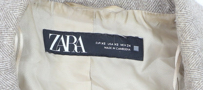 Zara Women Beige Wool Blend Single-Breasted Blazer XS