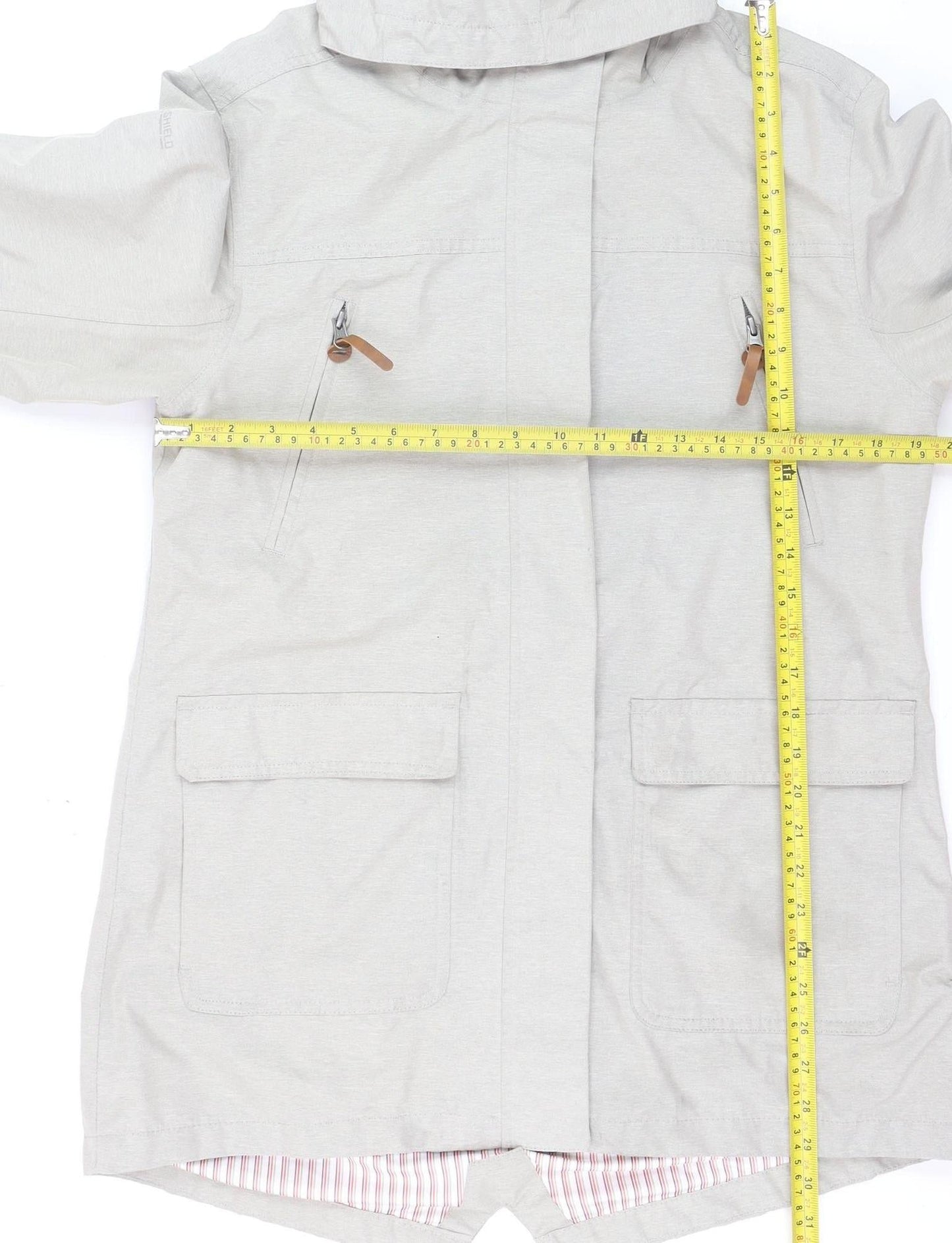 Trespass Womens Beige Waterproof Parka Jacket L UK 14 Windproof Hooded Outdoor Coat