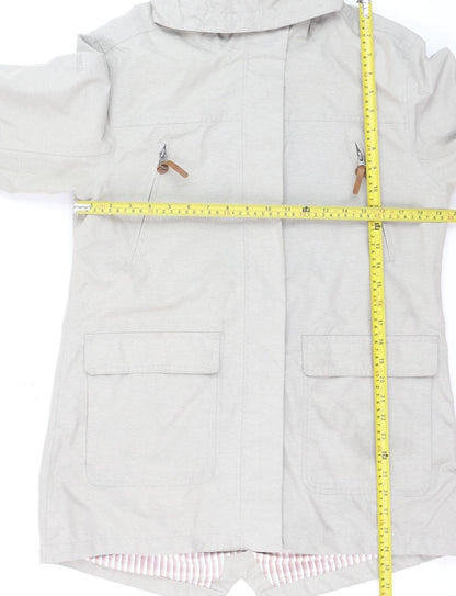 Trespass Womens Beige Waterproof Parka Jacket L UK 14 Windproof Hooded Outdoor Coat