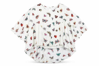 L.B.C. Womens White Butterfly Print Chiffon Tunic Blouse M