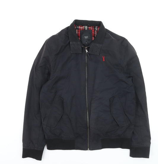 Next Men's Black Bomber Jacket M Cotton Nylon Lined Casual Style