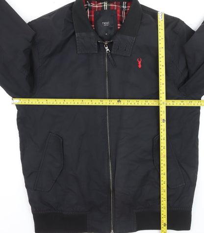 Next Men's Black Bomber Jacket M Cotton Nylon Lined Casual Style