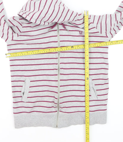 Crew Clothing Co. Women's Grey Stripe Full Zip Hoodie Size 10