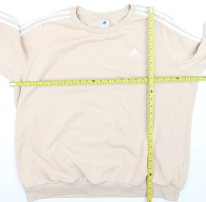 Adidas Mens Beige 3XL Pullover Sweatshirt Crew Neck Casual Sportswear