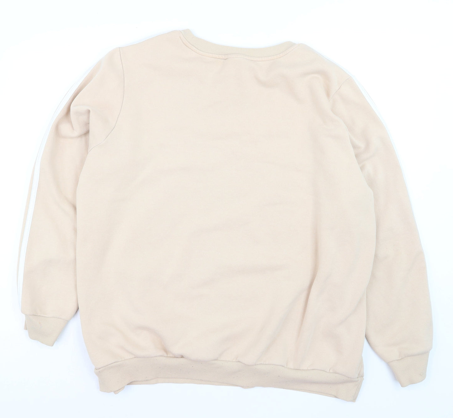 Adidas Mens Beige 3XL Pullover Sweatshirt Crew Neck Casual Sportswear