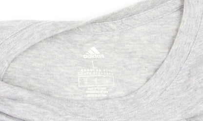 Adidas Girls Grey Graphic Logo T-Shirt Age 18 Years Regular Fit Cotton Blend