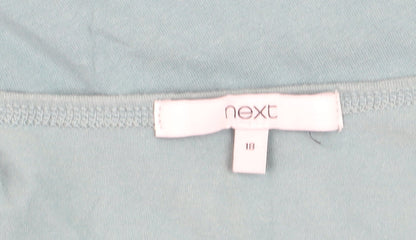 Next Women's Blue Scoop Neck Puff Sleeve Jersey Top Size 18