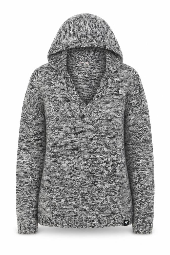 Roxy Women Grey Knit Hooded Pullover Jumper Size M