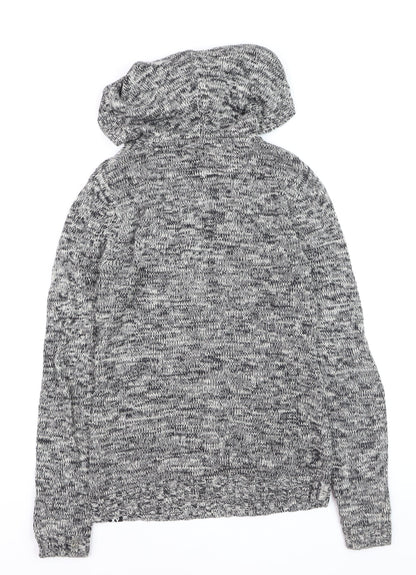 Roxy Women Grey Knit Hooded Pullover Jumper Size M