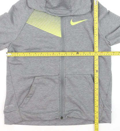 Nike Boys Grey Full Zip Dri-FIT Hoodie XL - Athletic Sportswear