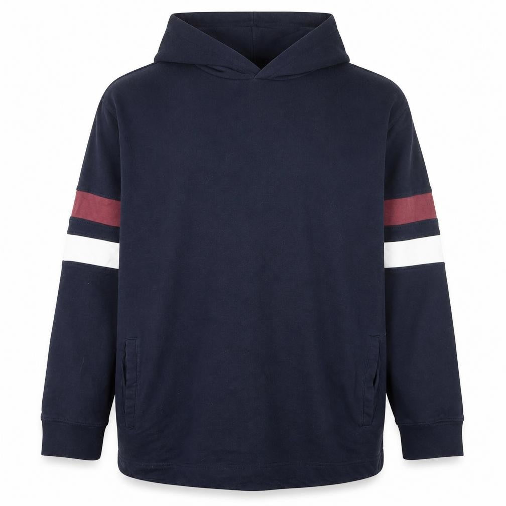 Avenue Men's Blue XL Pullover Hoodie with Striped Sleeves