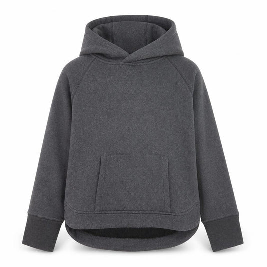 Front view of 90 Degree boys’ grey pullover hoodie l fleece lined cotton blend