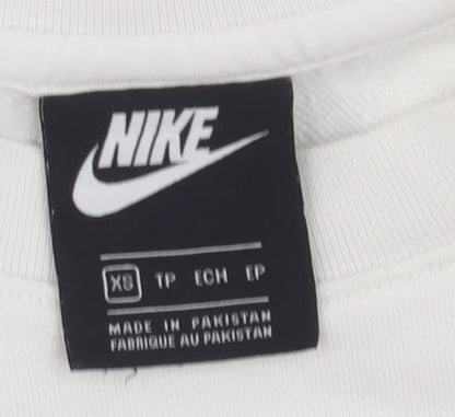 Nike Men's White XS Pullover Sweatshirt with City Print and Embroidered Logo