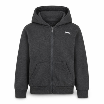 Front view of Slazenger boys’ grey full zip fleece hoodie 9-10 years